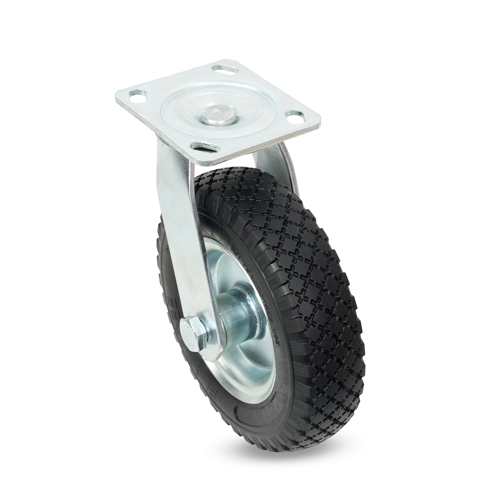 Klutch 8in. Flat-Free Foam-Filled Rubber Swivel Caster, 250-Lb. Capacity